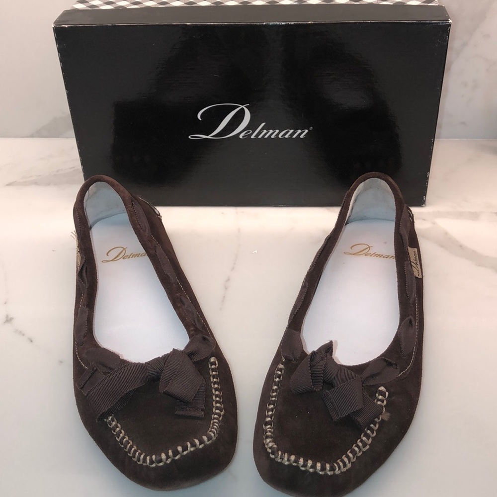Like New!Delman Suede Driving Moccasins ChocoBrown